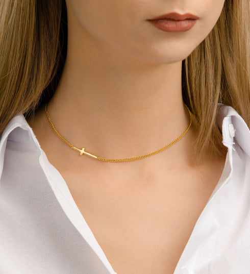 Colier din argint Cruce (Silver/Gold)